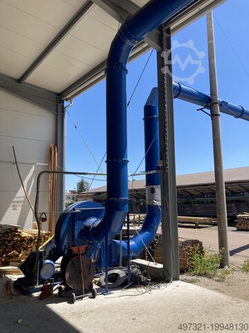 Complete extraction system for a round timber cutting line. Odsávání k výrobní lince na pořez kulati XC 234
