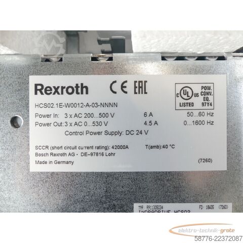 Component Rexroth Indradrive HCS02 HCS02.1E-W0012-A-03-NNNN MNR: R911305034 --