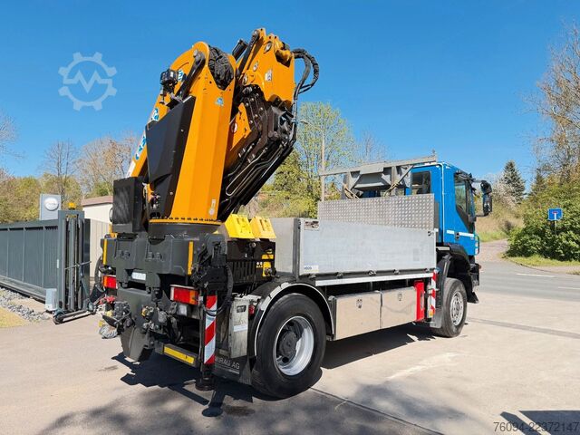 Flatbed truck IVECO Trakker 360 4x4 Pritsche Kran 27m AHK