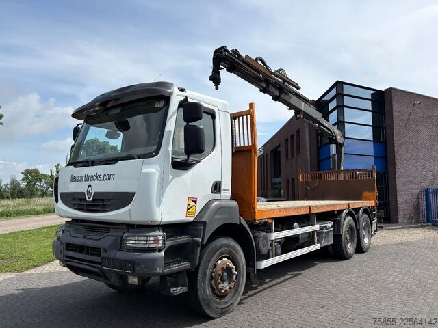 Flatbed Renault Kerax 380 6x4 Full Steel / Hiab 166B-3 / Remote...
