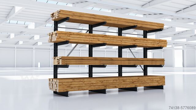 Schwerlastregal 4 Stück Kragarmregal-Ständer einseitig Höhe 2,56 m/ Nutztiefe 1,0 m/ Länge 4 m