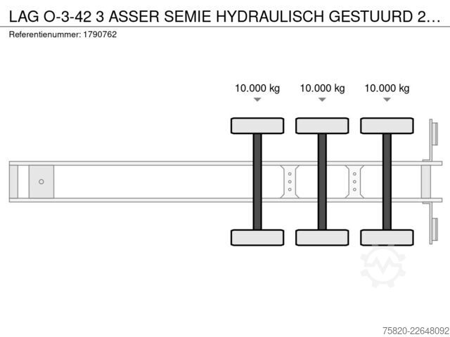 Semi low-loader LAG O-3-42 3 ASSER SEMIE HYDRAULISCH GESTUURD 2 ASSEN