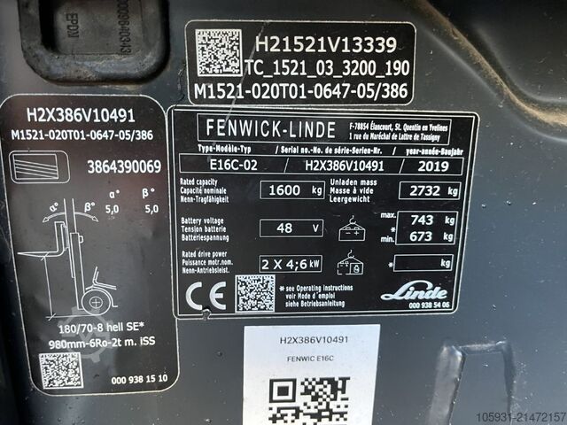 Elektro 3 Rad-Stapler Linde E16C-02