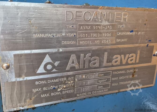 Mobile Schlammentwässerungsanlage Alfa Laval AVNX 919