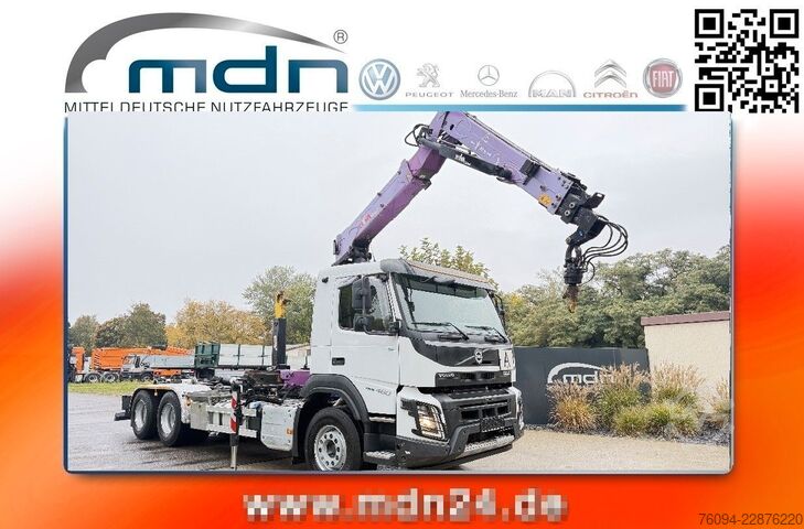Autokran VOLVO FMX 460 6x4 liftachse Abrollkipper KRAN 13m FUNK