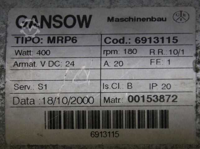 Geared motor 24 V 0.4 kW 180 rpm Gansow MRP6
