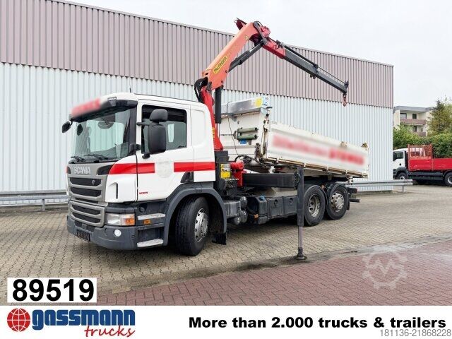 Tipper truck Scania P 320 6x2/4, Lenk-/Liftachse, Kran Palfinger PK