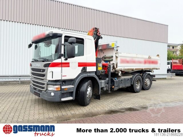 Tipper truck Scania P 320 6x2/4, Lenk-/Liftachse, Kran Palfinger PK