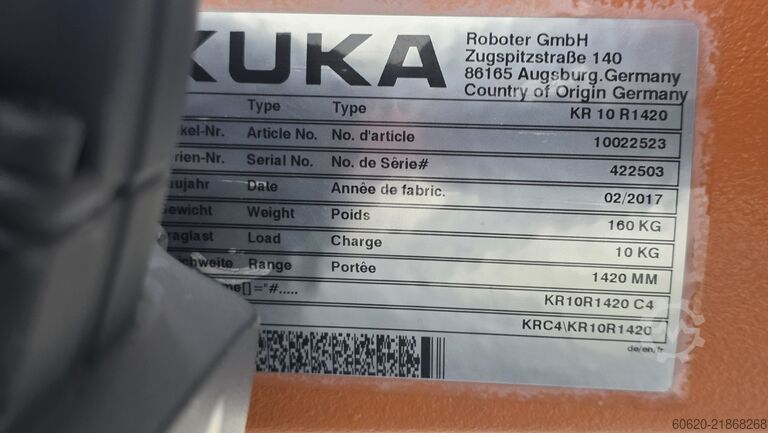 Industrial robot KUKA KR 10 R1420 + KR C4