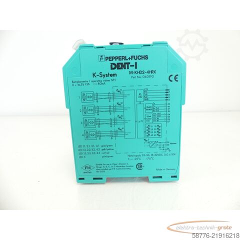 Component Pepperl + Fuchs K-System IVI-KHD2-4HRX Part No. 040190 Auswerteeinheit SN 9 799 563 -!-