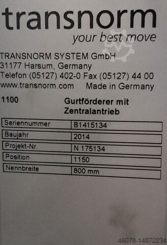 Belt conveyor Transnorm 13900-900-800