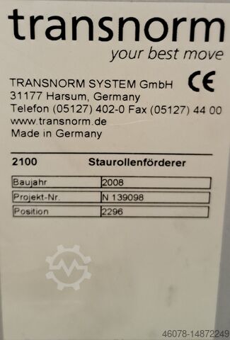 Roller conveyor tight division Transnorm 3170-900-850