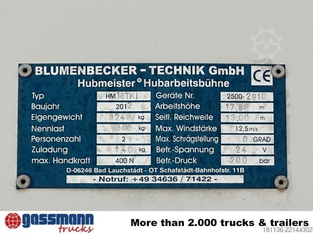Customized van MAN TGL 8.180 4X2 BB, EEV, Blumenbecker