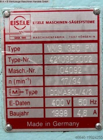 Kaltkreissäge EISELE - Halbautomat VMS 350 PV