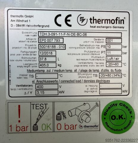 Table cooler TDH.3-091-11-F-N-DE-BC-06 Thermifin TDH.3