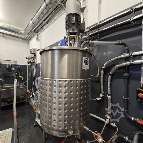 Stainless steel dissolver tank 250 L – heating/cooling jacket, 4 kW dissolver, weighing technology,  INOX CILC250TP