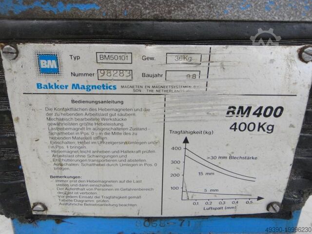 Crane magnet, mechanically switchable lifting magnet, mechanical load magnet BAKKER MAGNETICS BM 400 BM 50101