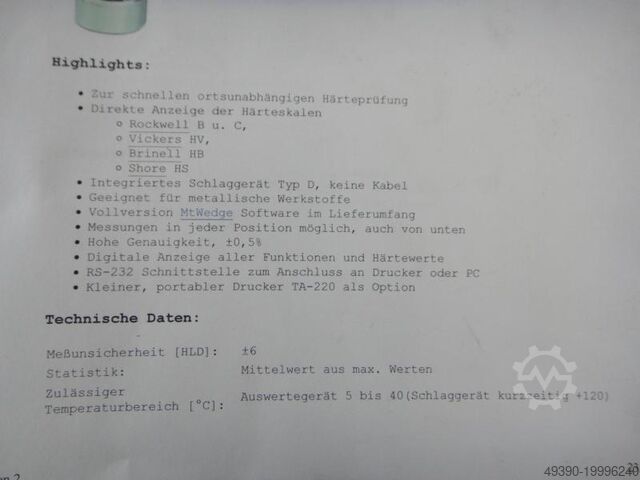 Tragbares Härteprüfgerät, Härtetester IMPACT TH 130