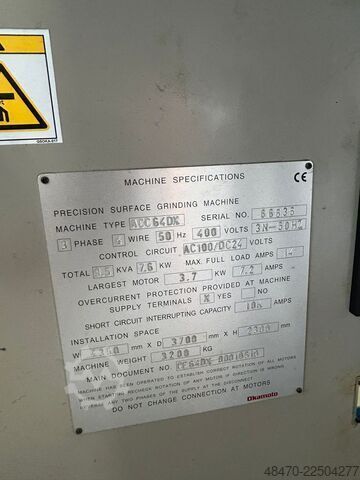 Surface grinding machine Okamoto ACC64DX
