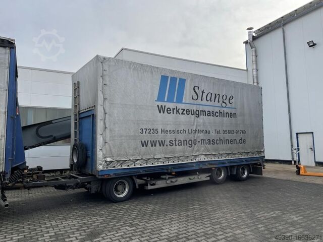 3-Achs LKW-Anhänger, Tieflader-Anhänger, Plateauanhänger mit Plane, Schiebeplane ETSCHA, Planentiefl MÜLLER MITTELTAL