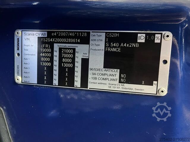 Standard-SZM Scania 540S NGS FULL AIR/ RETARDER/ ALCOA/ PTO/ NO EGR