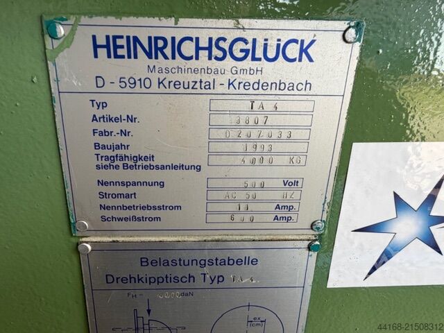Schweißdrehtisch,Drehtisch,Positionierer Heinrichsglück 4 Tonnen TA 4