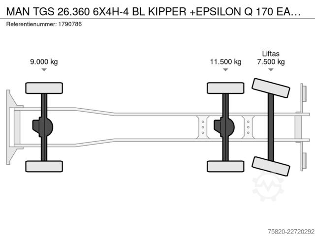 Tipper with crane MAN TGS 26.360 6X4H-4 BL KIPPER +EPSILON Q 170 EASY...