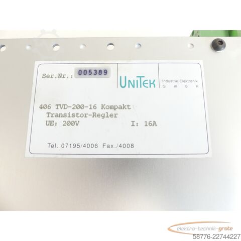Komponente UniTek Unitek 406 TVD-200-16 / TVD6-200-16 K Kompakt Transistor-Regler SN:005389