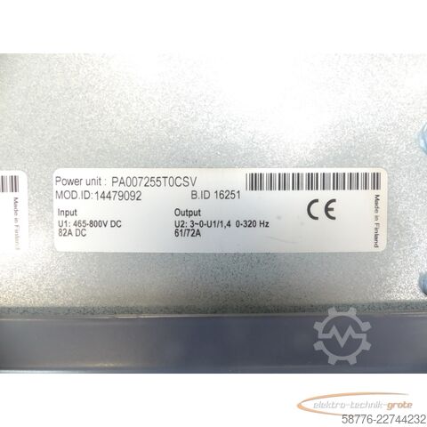 Komponente  Vacon NXI00725A5T0CSSA1AF000000 Frequenzumrichter SN: 14479088