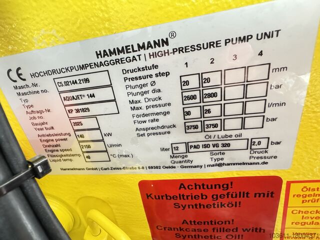 Wasserstrahl mit Hochdruck Hammelmann KAMAT FALCH,URACA-NLB-DENJET AQUAJET 144