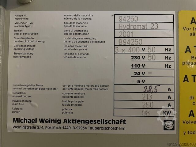 Hobel- und Kehlautomat WEINIG HYDROMAT 23  (9 spindle) GROOVED