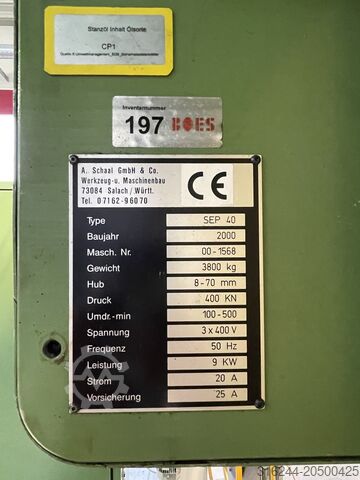 Punching machine SCHAAL SEP 40