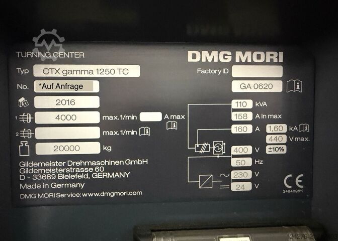2.) CNC Dreh- Fräszentrum Gildemeister CTX gamma 1250 CT