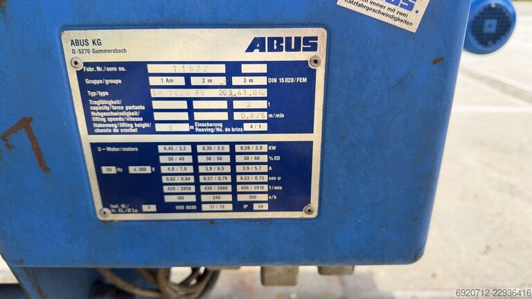 Overhead crane Abus Overhead crane 8.775 mm x 2 ton
