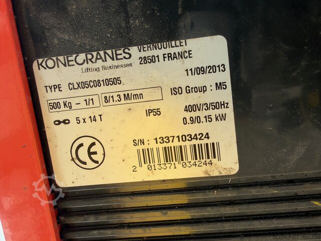 Pillar jib crane 7.5 x 6 m, 500 kg. Konecranes Säulenschwenkkran 7,5 x 6 m. 500 kg.