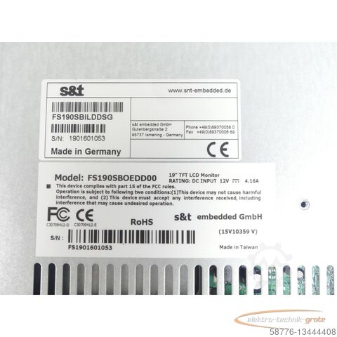 Component st FS190SBOEDD00 / FS190SBILDDSG 19" TFT LCD Monitor SN:FS1901601053