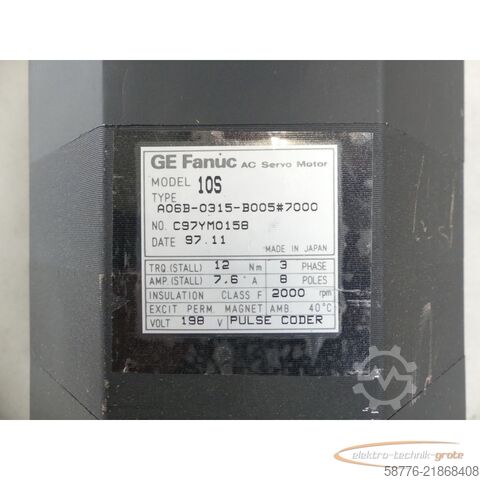 Control unit Fanuc 10S A06B-0315-B005 AC Servo Motor SN: C97YM0158 --