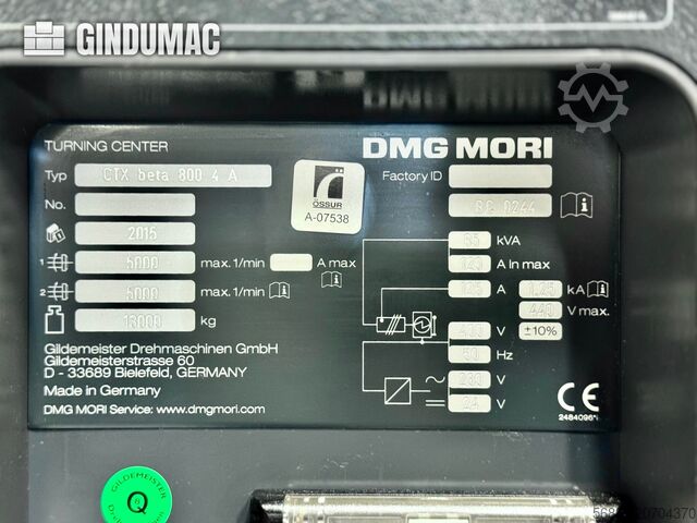 Horizontal-Drehmaschine DMG MORI CTX Beta 800 4a