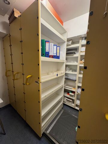 Space-saving roller shelving units  