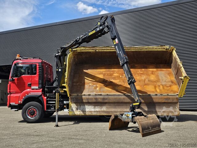 Tipper with crane MAN TGS 33.480 6x6 / PALFINGER Z CRANE / 2 SIDE TIPPER