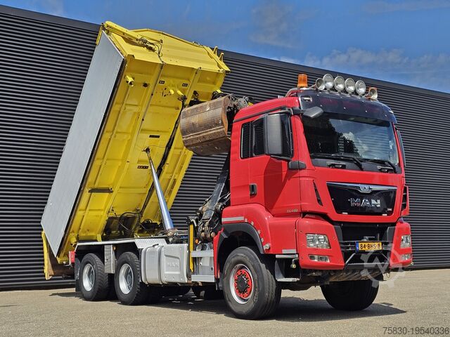 Tipper with crane MAN TGS 33.480 6x6 / PALFINGER Z CRANE / 2 SIDE TIPPER