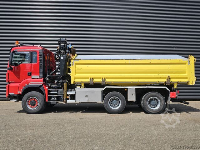 Tipper with crane MAN TGS 33.480 6x6 / PALFINGER Z CRANE / 2 SIDE TIPPER