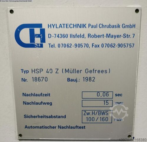 Frame Press - Hydraulic HYLATECHNIK HSP 40 Z (MUELLER GEFREES)