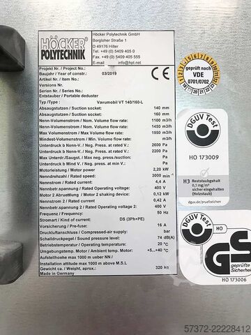 Absauganlage Höcker Polytechnik Vacumobil VT 140/160-L