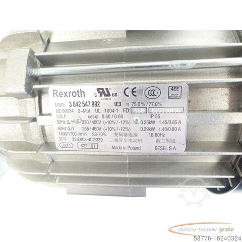 Rexroth motor Rexroth MNR: 3 842 547 992 Motor 3842548306 SN:B15390136 + Aufsteckgetriebe