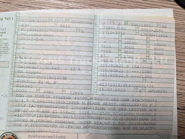 Kipper LKW MERCEDES-BENZ Arocs 2653 / 6X4 / Meiller BORDMATIK / 50mm AHK