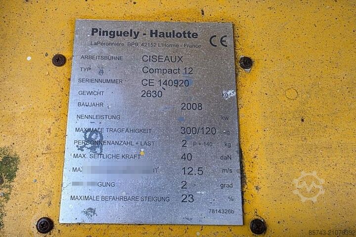 Scherenhebebühne Haulotte Compact 12 Electric, 12m Working Height, 300kg Cap