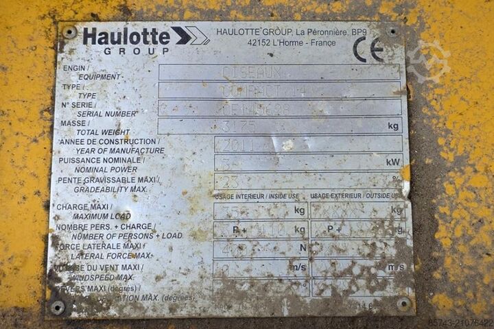 Scherenhebebühne Haulotte COMPACT 14 Electric, 14m Working Height, 350kg Cap