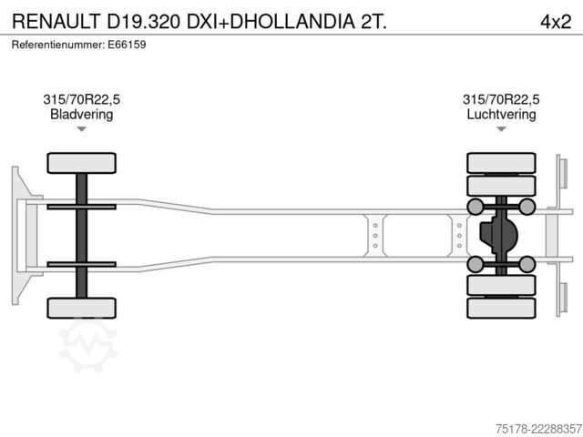 Box body RENAULT D19.320 DXI+DHOLLANDIA 2T.