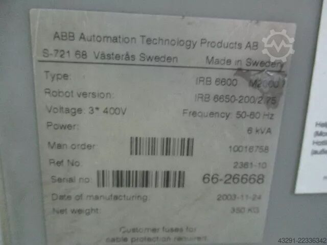 Industrial robot ABB Robotics IRB6650 Foundry 200/2.75